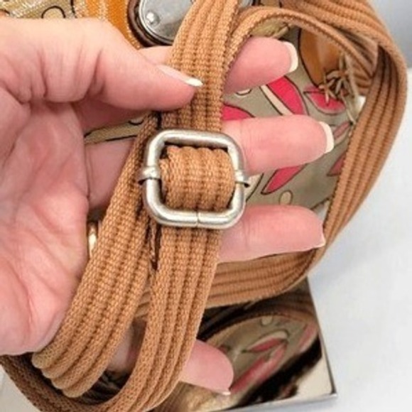 Vintage Y2K Fossil Key-Per Crossbody Bag Brown Citrus Floral Small Coated Canvas - Picture 3 of 8